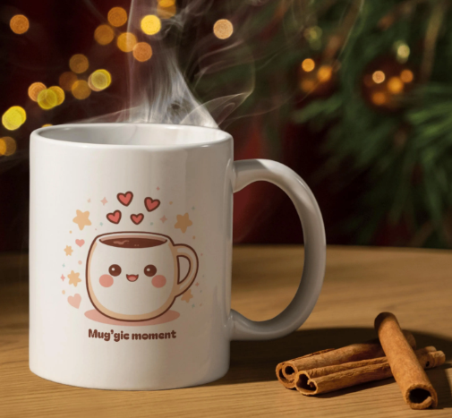 Mug kawaii “Mug’gic moment” | Cadeau mignon hiver & Noël | Tasse magique cocooning | Idée cadeau cosy et originale